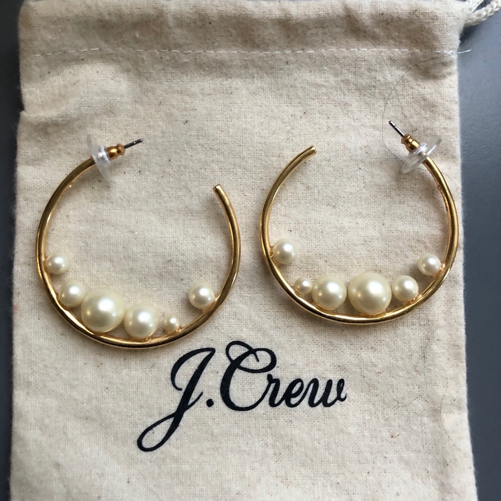 Jcrew hoop earrings with pearls